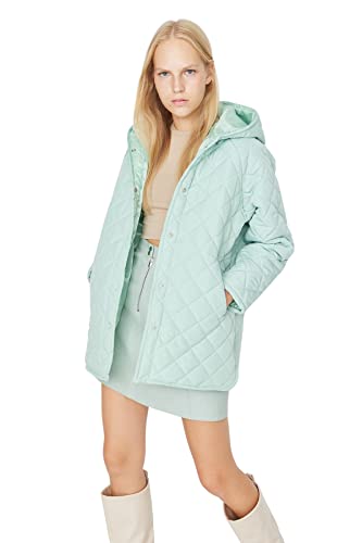 Trendyol Damska kurtka zimowa, jednokolorowa, oversize, miętowy, XS, Miętowy