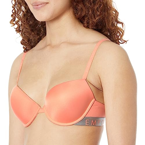 Emporio Armani Underwear Women's Iconic biustonosz z mikrofibry Push Up Bra, Papaya, 34D, Papaya, D