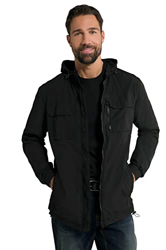 JP 1880 Męska kurtka przeciwdeszczowa, wodoszczelna, bardzo lekka, kurtka z kapturem, czarna, rozmiar 3XL