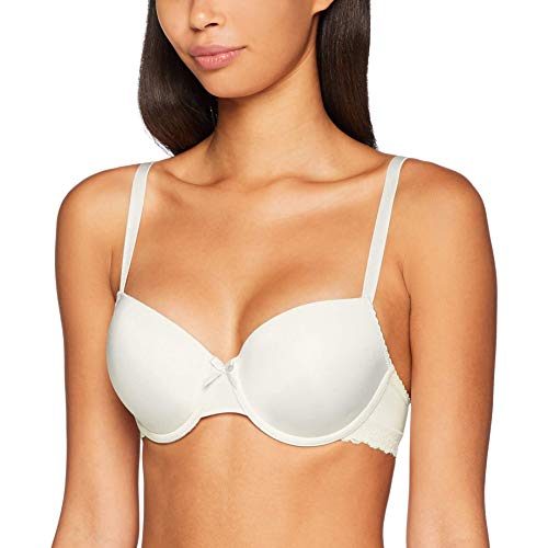 s.Oliver Damski biustonosz z gładkimi miseczkami i koronkowym obszyciem, beżowy (Cream 1493), 85D