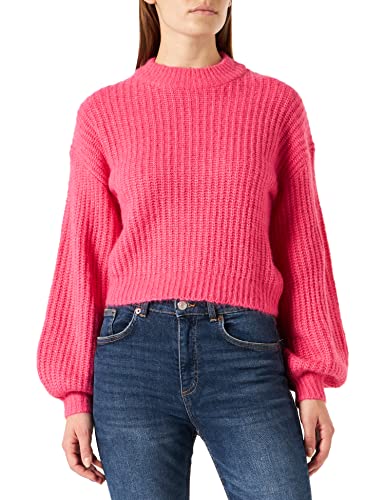 Vila Women's VIFELO L/S Cropped Knit TOP/SU-NOOS sweter, Fandango Pink/Szczegóły: melanż, L, Fandango Pink/Szczegóły: melanż, L