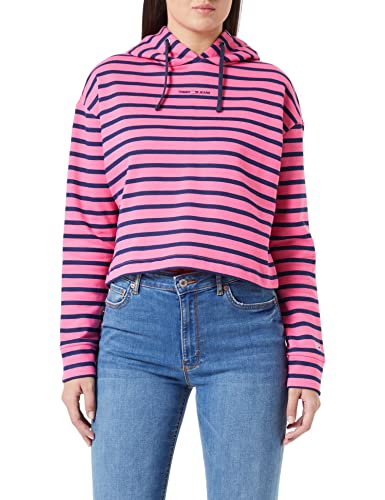 Tommy Jeans Damska bluza z kapturem, Różowy alert/wiele, L