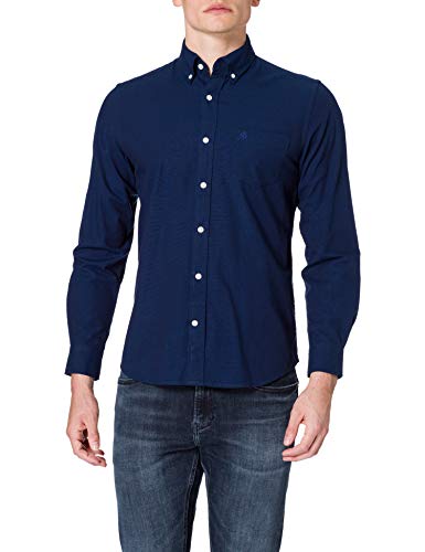 Cortefiel Męska koszula Camisa Lisa Oxford Algodón Orgánico, niebieski morski, S