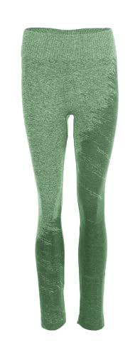 duParc Damskie legginsy sportowe, z efektem melanżu, z wysokim stanem, szybkoschnące, bezszwowe, zielone, bardzo duże