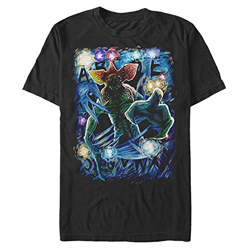 Stranger Things Męski T-shirt Demogorgon Starry Short Sleeve, czarny, L