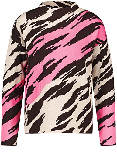 GERRY WEBER Sweter damski, ecru/biały/fioletowy/różowy wzór, 34