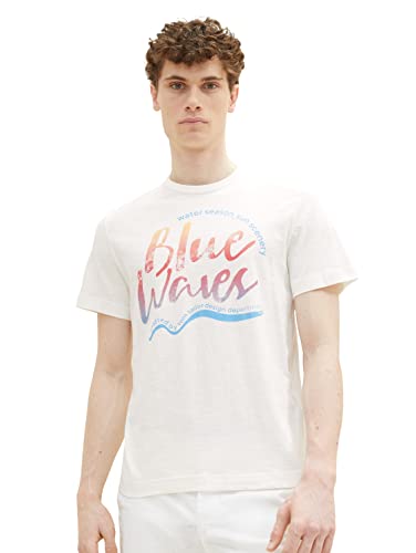 TOM TAILOR Koszulka męska 1036322, 10332-Off biała, XXL, 10332 – Off White, XXL