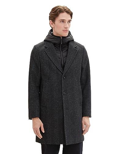 TOM TAILOR męski płaszcz wełniany, 32522 - struktura głębokich śledzi, XL