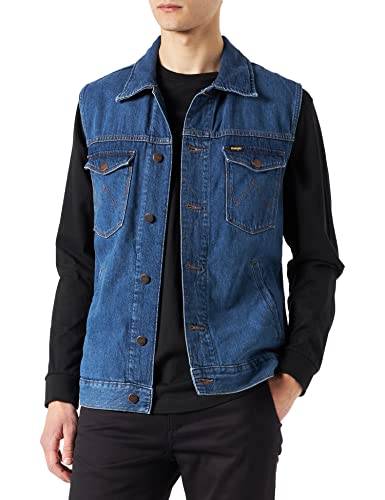 Wrangler Męska kurtka dżinsowa Vest, Dusky Cloud, S
