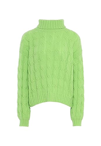 myMo Damski sweter z golfem, limonka, XL/XXL