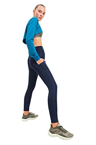 Trendyol Legginsy sportowe - różowe - długie, granatowy, L