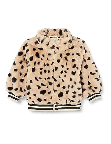 NAME IT Dziewczęca kurtka NMFMINDY Faux FUR Leo, Humus, 110, Humus, 110 cm