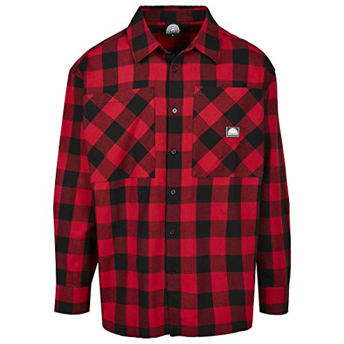 Southpole Męska koszula Check flanelowa w kratkę, koszula flanelowa dla mężczyzn, dostępna w 2 kolorach, rozmiarach S – XXL, czerwony, S