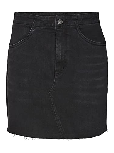 VERO MODA Damska spódnica Vmrosie Hr Short DNM Cut Skirt Noos Rock, Black Denim/Szczegóły: gu131, XS