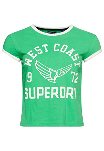 Superdry Vintage Athletic Ringer tee Koszulka damska, Kelly Green, 36