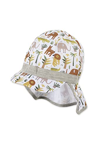 Sterntaler Unisex dziecięca czapka z daszkiem, ochrona karku, zwierzęta, czapka dziecięca, biała, normalna, biały, 43