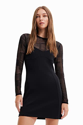 Desigual Sukienka damska Vest_Night 2000 Black Casual Dress, L, czarny, L