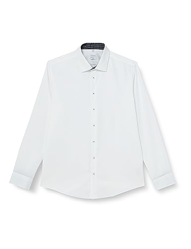 Seidensticker Męska koszula slim fit z długim rękawem, biały, 44