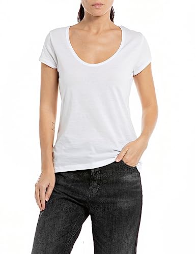 Replay T-shirt damski, 001 White, XL