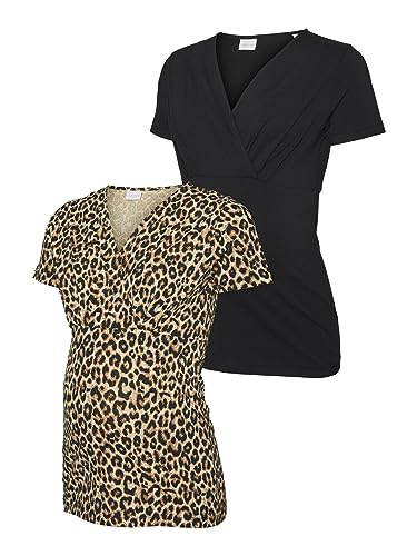 MAMALICIOUS T-shirt damski, Czarny/opakowanie: leo, XS