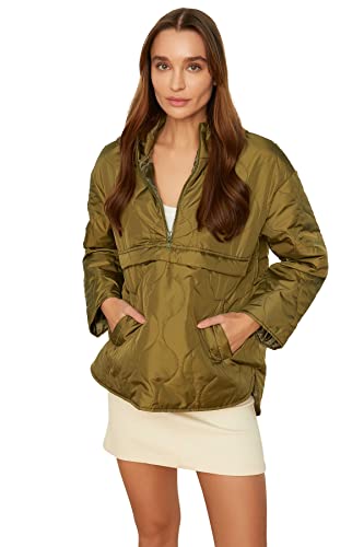 Trendyol Damska kurtka zimowa z długim rękawem, puchowa, Khaki, XS