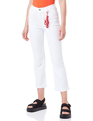 Love Moschino Damskie spodnie midi Flare ze stretchu Lyocell Gabardyna, optical white, 33