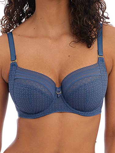 Freya Damski biustonosz Viva Lace Underwire Side Support Bra z pełnym pokryciem, Koronkowy denim vintage, 70D