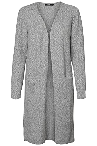 VERO MODA Damski kardigan VMDOFFY LS Long Open Cardigan GA Curve, jasnoszary melanżowy, XL