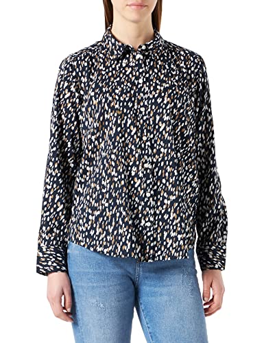 TOM TAILOR Damski Bluzka koszulowa z nadrukiem 1030319, 29142 - Navy Dotted Design, 34