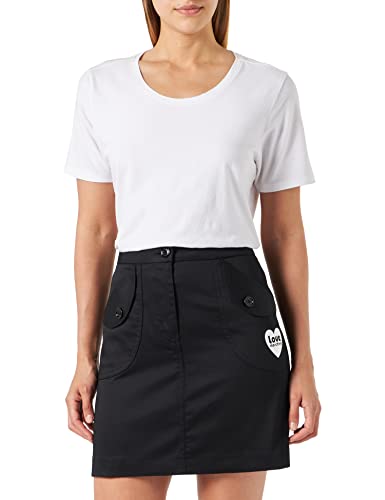 Love Moschino Damska mini sukienka z kieszeniami i naszywką, czarna, 42, czarny, 42