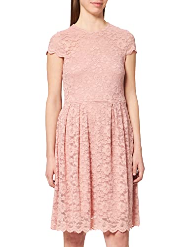 Vila Damska sukienka imprezowa z krótkim rękawem, koronkowa, Misty Rose, L