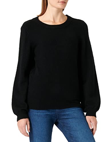 Object Damski sweter z dzianiny, rękawy balonowe, czarny, L