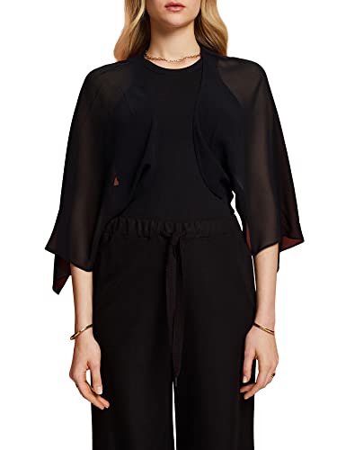 Esprit Collection Szyfonowy kardigan w stylu szalowym, czarny, XL