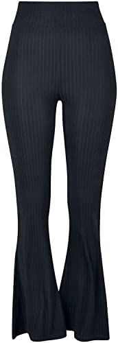 Urban Classics Damskie legginsy z wysokim stanem, prążkowane, spodnie materiałowe dla kobiet z szerokim zakończeniem nogawek, w 2 kolorach, rozmiary XS - 5XL, czarny, 5XL