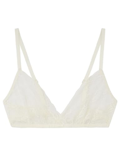 Women'secret Natural Trójkątny Biustonosz Koronkowy Beżowy Damski, kość słoni, 90B