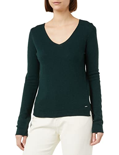 Mexx Damski sweter z dekoltem w serek, ciemnozielony, XL