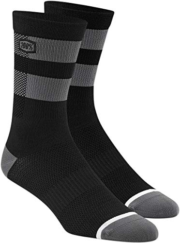 100% CASUAL Unisex Flow Performance MTB Black/Grey-L/XL skarpety, czarne, szare, czarny, szary, Large-X-Large