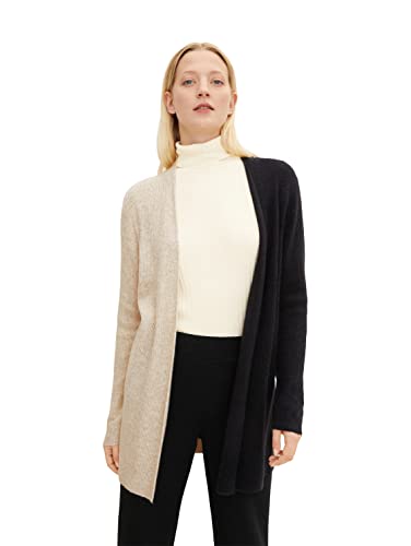 TOM TAILOR Damski Kardigan z dzianiny 1034465, 28225 - Cold Beige Melange, XXS