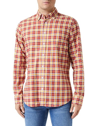 Seidensticker Męska koszula biznesowa – Shaped Fit – łatwa do prasowania – kołnierz zapinany na guziki – długi rękaw – 100% bawełna, pomarańczowy, 46