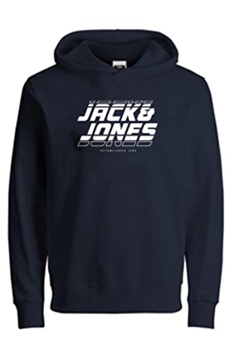 Jack & Jones Junior Chłopięca bluza z kapturem Jcoelliot Sweat Hood FST Jnr, granatowy blezer, 140