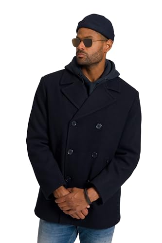 STHUGE Męski płaszcz kaboanowy o wyglądzie wełny z listwą guzikową, Black Slate, 7XL
