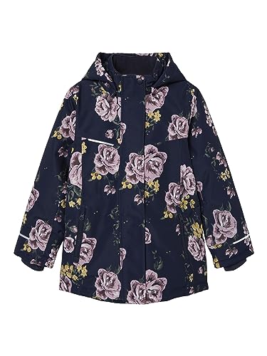 NAME IT Dziewczęca NKFSNOW10 Kurtka Flower FO Kurtka, Dark Sapphire, 140, Dark Sapphire, 140 cm