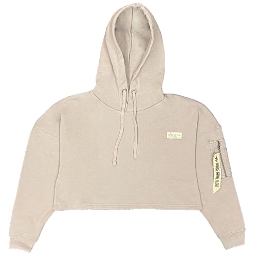 ALPHA INDUSTRIES Damska bluza z kapturem Organics Cropped OS Organic Grey, Organic Grey, L