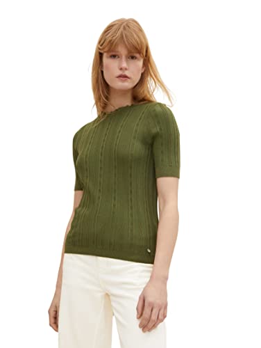 TOM TAILOR Denim Damski Sweter z kołnierzem 1030005, 22694 - Cypress Olive, XXL