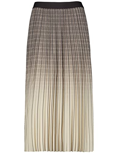 Gerry Weber Damska spódnica plisowana w kratkę, długa, szeroka, plisowana spódnica w kratkę, długa, Ecru/biały/brązowy nadruk, 34