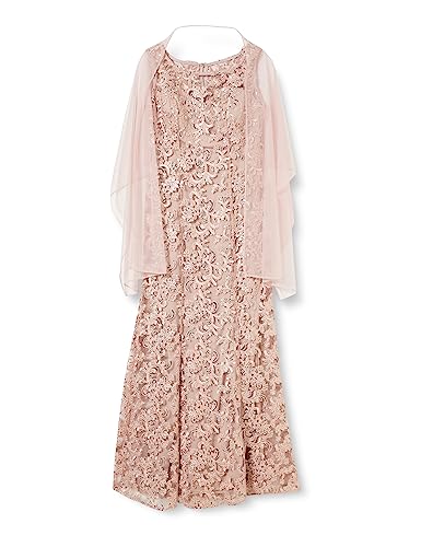 Gina Bacconi Damska suknia koktajlowa z haftowaną siateczką, z pasującym szalem, sukienka koktajlowa, 42