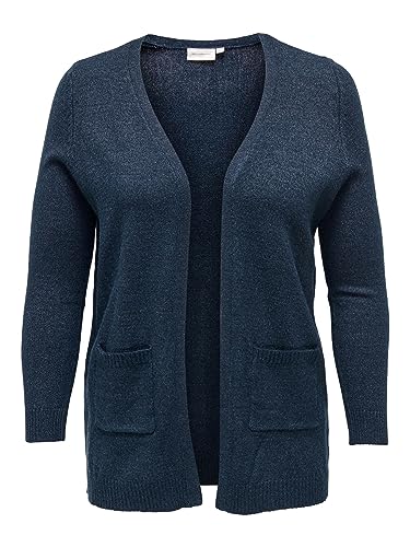 ONLY Carmakoma Damska kurtka caresly L/S Open KNT z dzianiny, niebieski morski/szczegóły: melanż, L