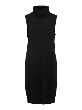 Vila Damska sukienka Viril Long S/L Knit Vest-Noos, czarny, M