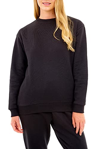 M17 Damska bluza z kapturem z recyklingu na co dzień miękka przytulna bluza z kapturem - joggery - bluza - oddzielna ciepła odzież domowa, Czarny, XS