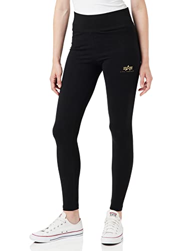 ALPHA INDUSTRIES Damskie legginsy Basic SL Foil Print Wmn Black/Yellow Gold, wielokolorowy, S